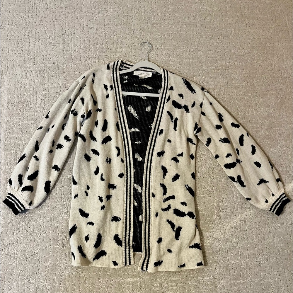 Saltwater Luxe Black and creamPatterned Women's Sweater cardigan size M